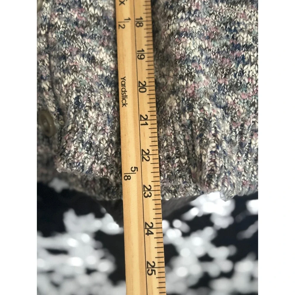 J.Crew Space Dye Cardigan Sweater Blue Purple Marled Knit V-Neck Womens Large - Picture 9 of 10